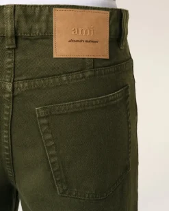 Ami Paris Green Cotton Tapered Fit Jeans LODEN Best