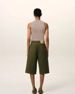 Ami Paris Green Cotton Wide Fit Bermuda Short LODEN Online