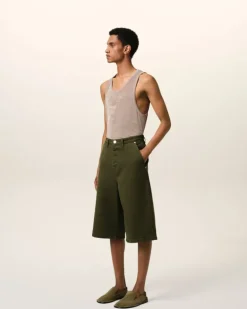 Ami Paris Green Cotton Wide Fit Bermuda Short LODEN Online