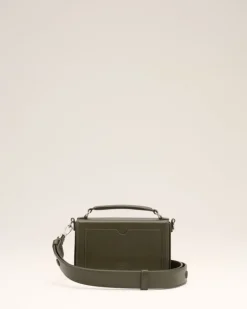 Ami Paris Green Leather Ami de Coeur Lunch Box Bag BLACK OLIVE Cheap