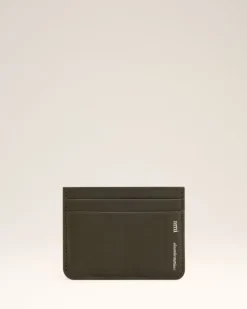 Ami Paris Green Leather Midi Card Holder BLACK OLIVE Best Sale