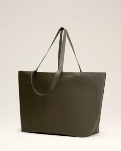 Ami Paris Green Leather Midi Maxi Tote Bag BLACK OLIVE Fashion