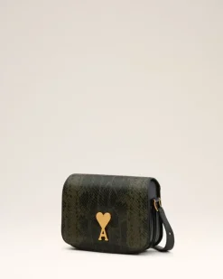 Ami Paris Green Leather Paris Paris Bag BLACK OLIVE Fashion