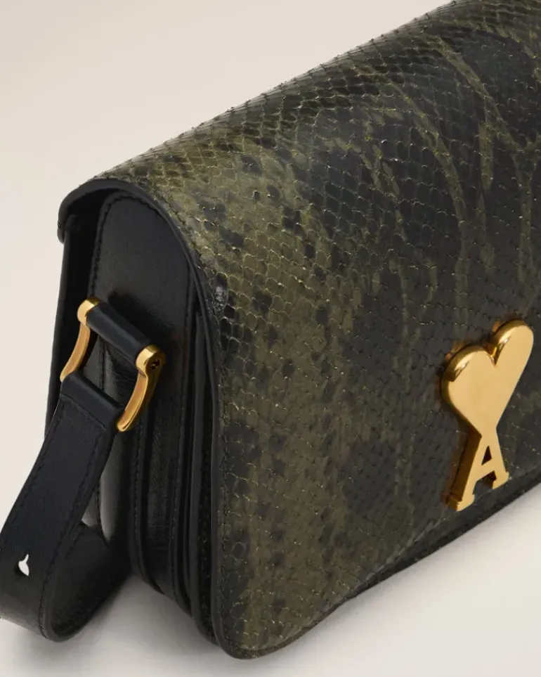 Ami Paris Green Leather Paris Paris Bag BLACK OLIVE Fashion