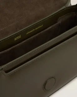Ami Paris Green Leather Shoulder Bag Paris Paris BLACK OLIVE Shop