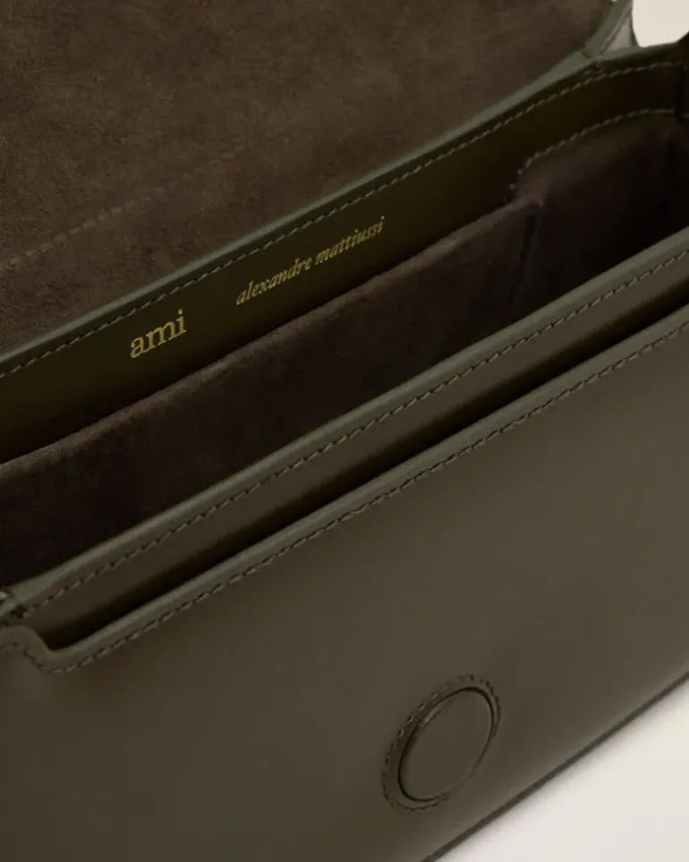Ami Paris Green Leather Shoulder Bag Paris Paris BLACK OLIVE Shop