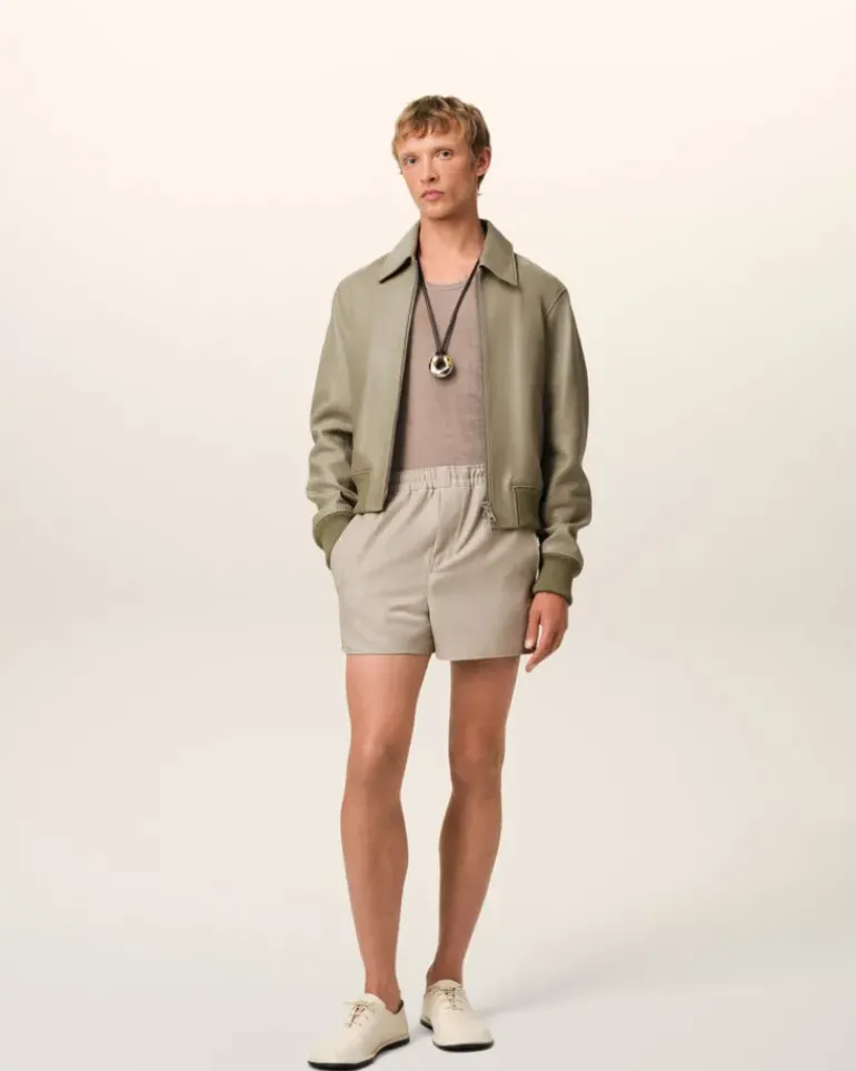 Ami Paris Green Leather Zipped Jacket LAUREL Best