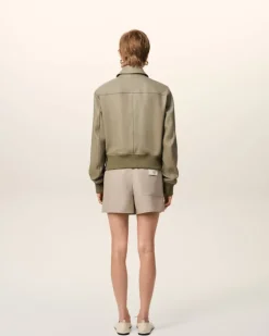 Ami Paris Green Leather Zipped Jacket LAUREL Best
