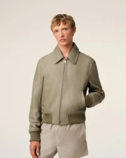 Ami Paris Green Leather Zipped Jacket LAUREL Best