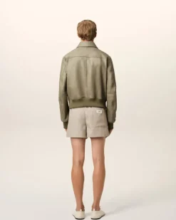 Ami Paris Green Leather Zipped Jacket LAUREL Best