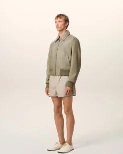Ami Paris Green Leather Zipped Jacket LAUREL Best