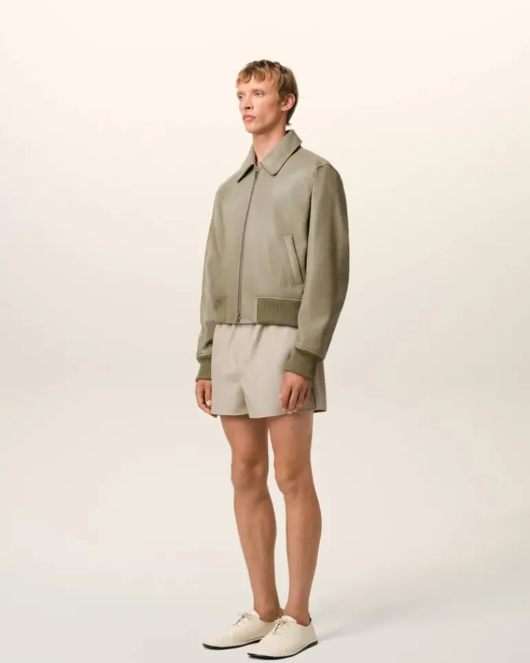 Ami Paris Green Leather Zipped Jacket LAUREL Best