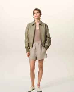 Ami Paris Green Leather Zipped Jacket LAUREL Best