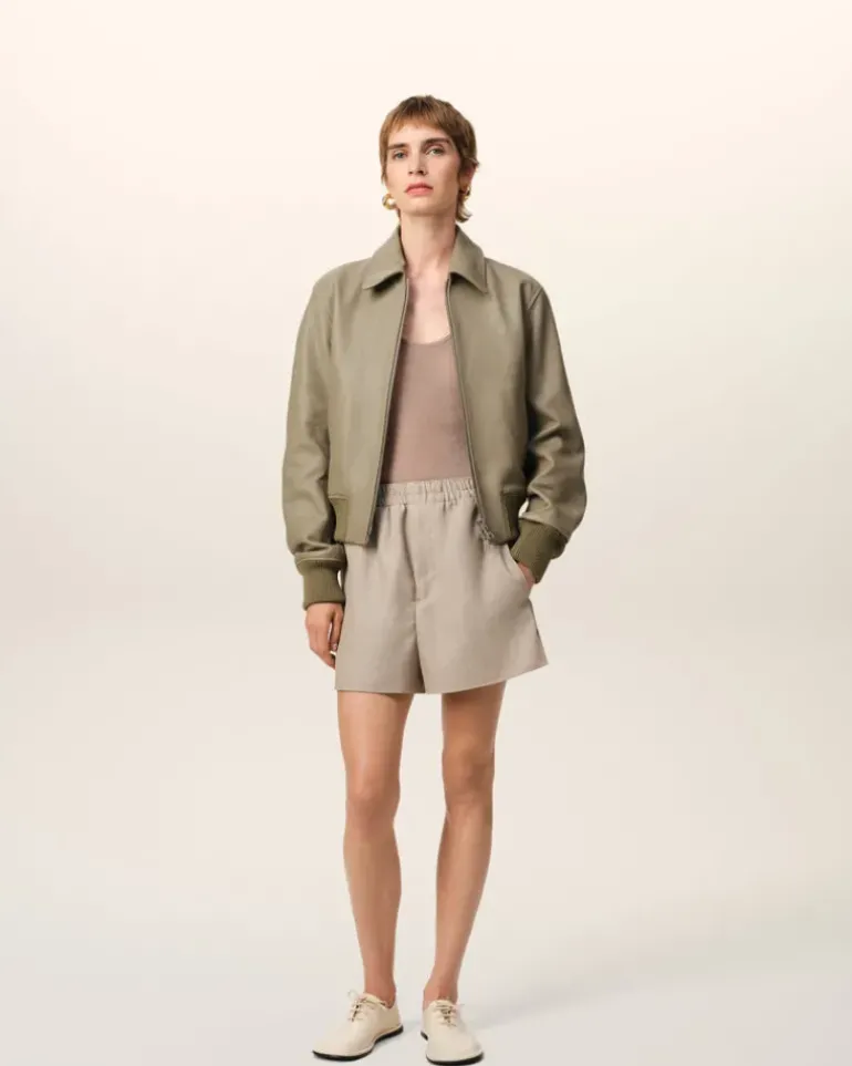 Ami Paris Green Leather Zipped Jacket LAUREL Best
