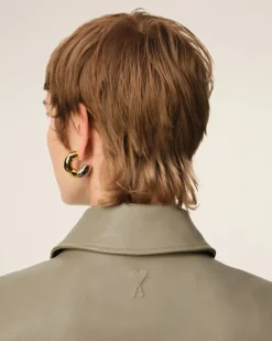 Ami Paris Green Leather Zipped Jacket LAUREL Best