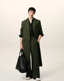 Ami Paris Green Wool Back Slit Long Coat LODEN Fashion