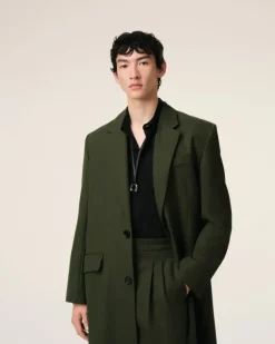 Ami Paris Green Wool Back Slit Long Coat LODEN Fashion