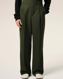 Ami Paris Green Wool Large Fit Trousers LODEN Online