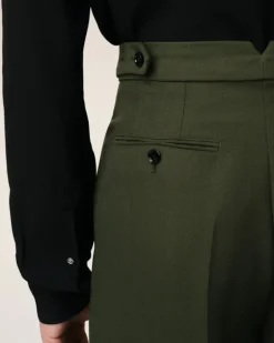 Ami Paris Green Wool Large Fit Trousers LODEN Online