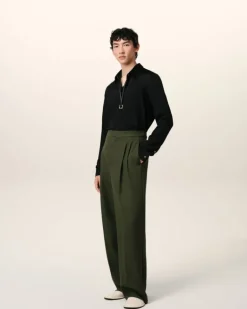 Ami Paris Green Wool Large Fit Trousers LODEN Online