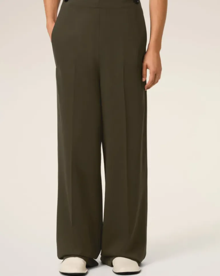 Ami Paris Green Wool Sailor Trousers BLACK OLIVE Cheap