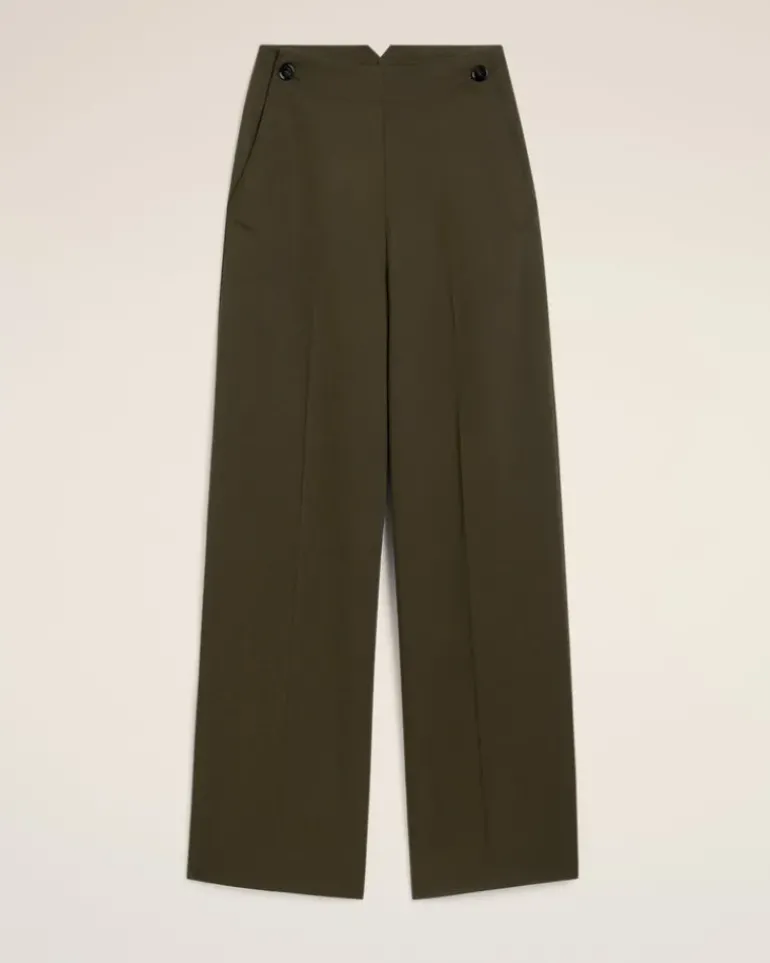 Ami Paris Green Wool Sailor Trousers BLACK OLIVE Best Sale
