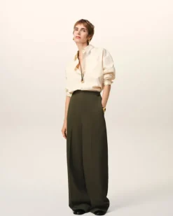 Ami Paris Green Wool Sailor Trousers BLACK OLIVE Best Sale
