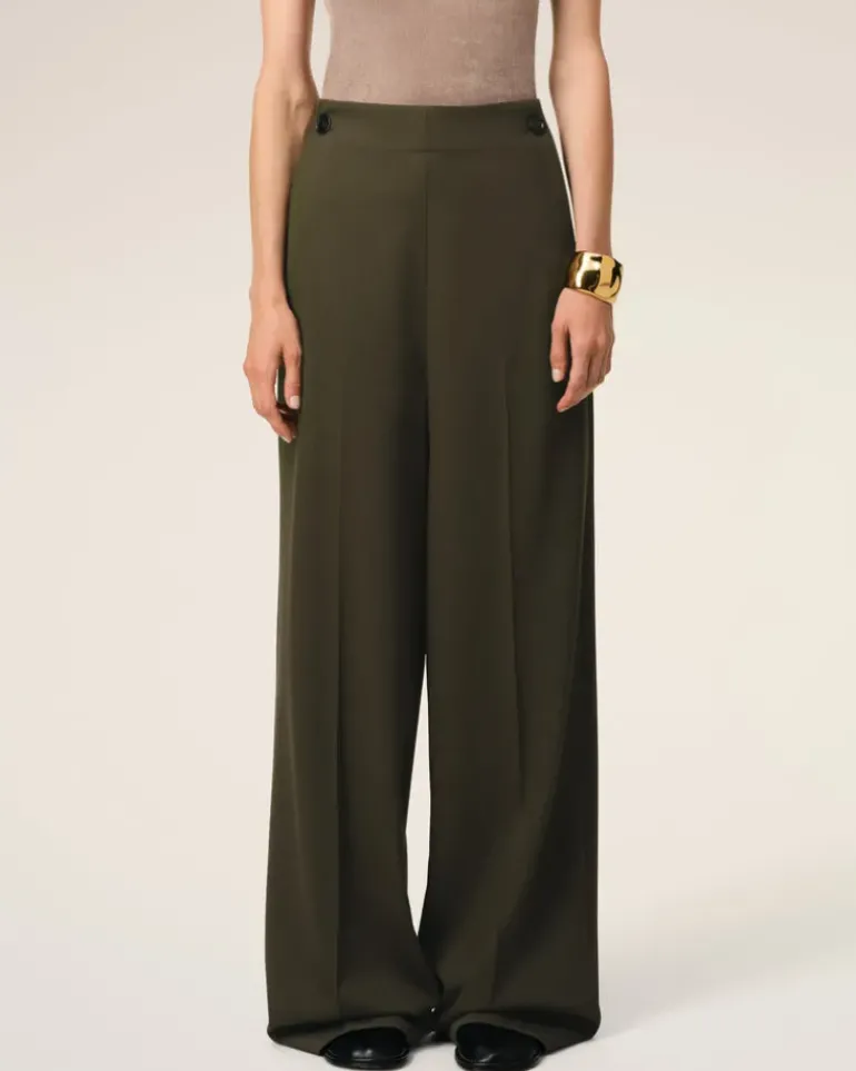 Ami Paris Green Wool Sailor Trousers BLACK OLIVE Best Sale