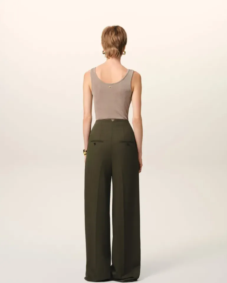 Ami Paris Green Wool Sailor Trousers BLACK OLIVE Best Sale