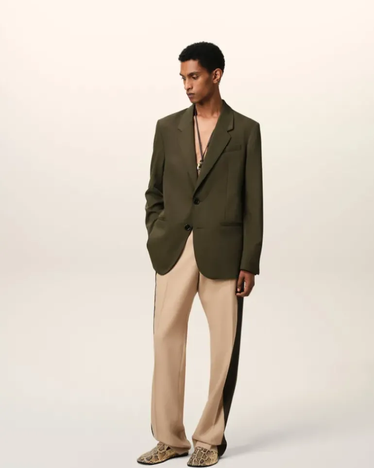 Ami Paris Green Wool Semi-Lined Jacket BLACK OLIVE Cheap