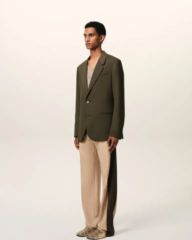 Ami Paris Green Wool Semi-Lined Jacket BLACK OLIVE Cheap