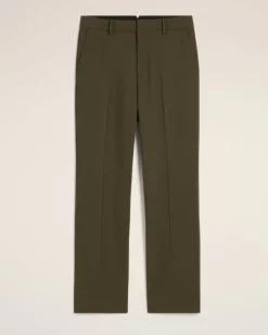 Ami Paris Green Wool Straight Fit Trousers BLACK OLIVE Flash Sale