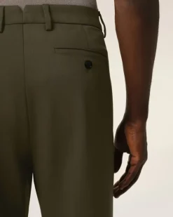 Ami Paris Green Wool Straight Fit Trousers BLACK OLIVE Flash Sale