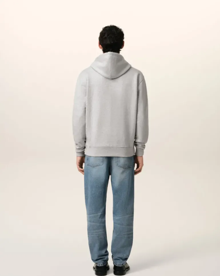 Ami Paris Grey Cotton Ami de Coeur Zipped Hoodie HEATHER ASH GREY Sale