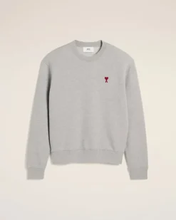 Ami Paris Grey Cotton Ami de Coeur Sweatshirt HEATHER ASH GREY Cheap