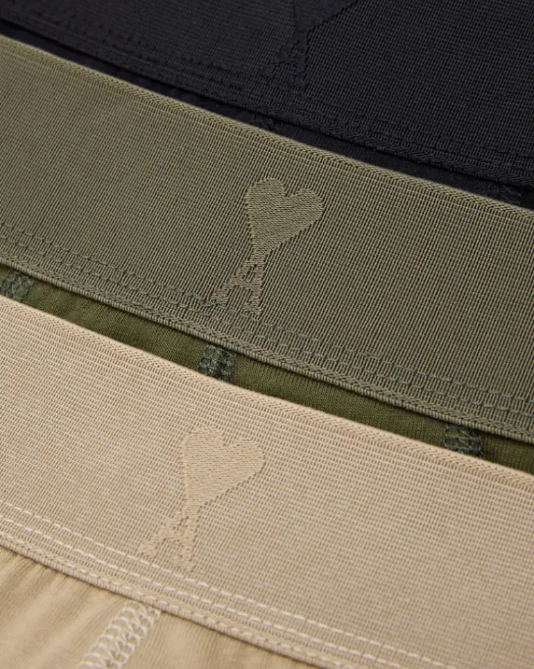 Ami Paris Grey Cotton Jersey Three Pack Boxers BLACK/LAUREL/LODEN Online