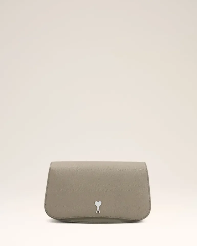 Ami Paris Grey Leather Crossbody Paris Paris Bag ASH/VIBRATED SILVER Outlet