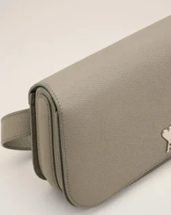 Ami Paris Grey Leather Crossbody Paris Paris Bag ASH/VIBRATED SILVER Outlet