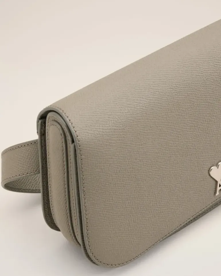 Ami Paris Grey Leather Crossbody Paris Paris Bag ASH/VIBRATED SILVER Outlet