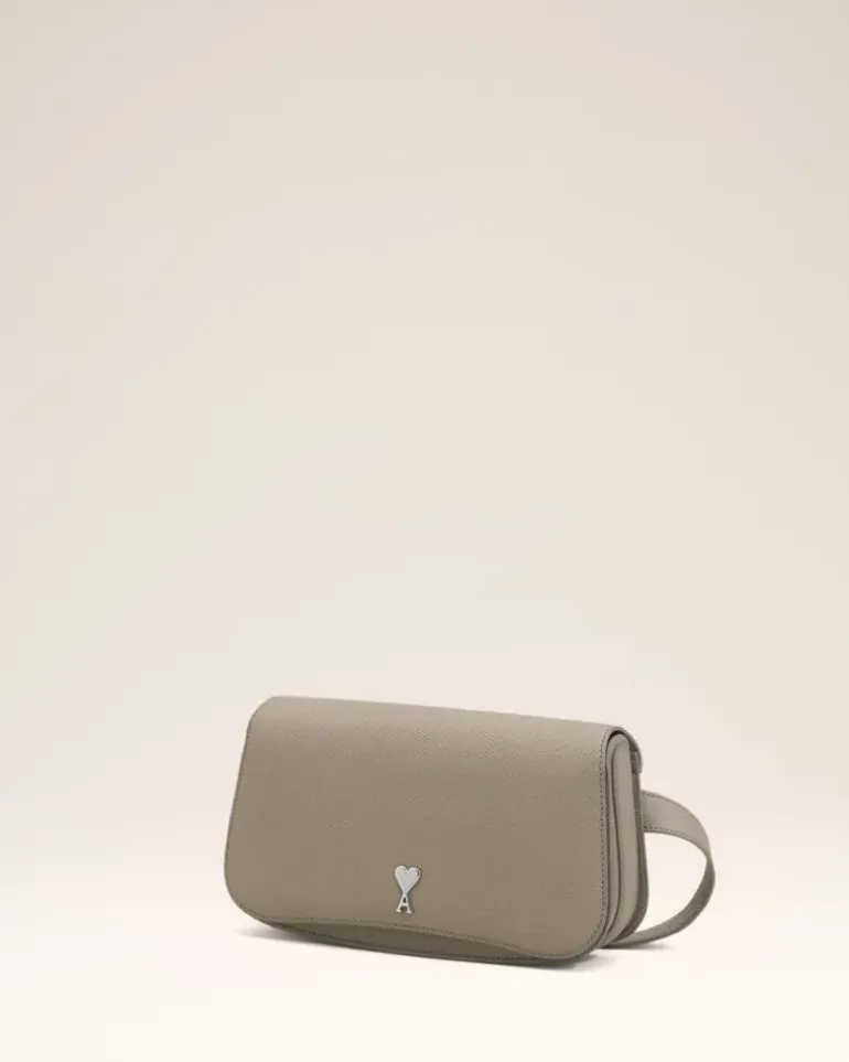 Ami Paris Grey Leather Crossbody Paris Paris Bag ASH/VIBRATED SILVER Outlet