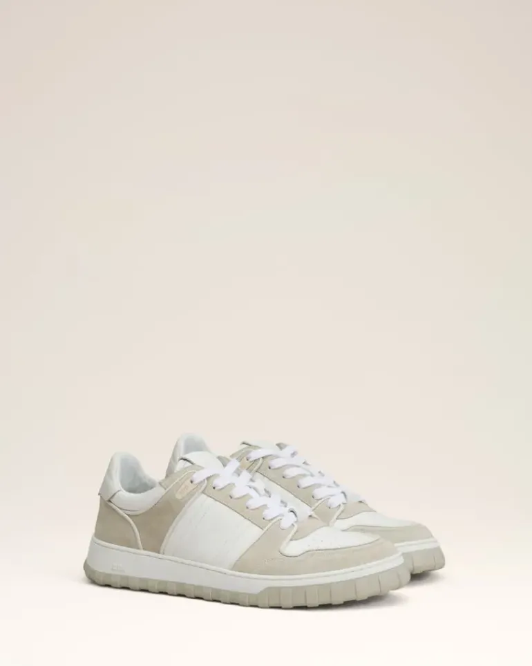 Ami Paris Grey Leather Low Top Walk Sneakers WHITE/MASTIC Fashion