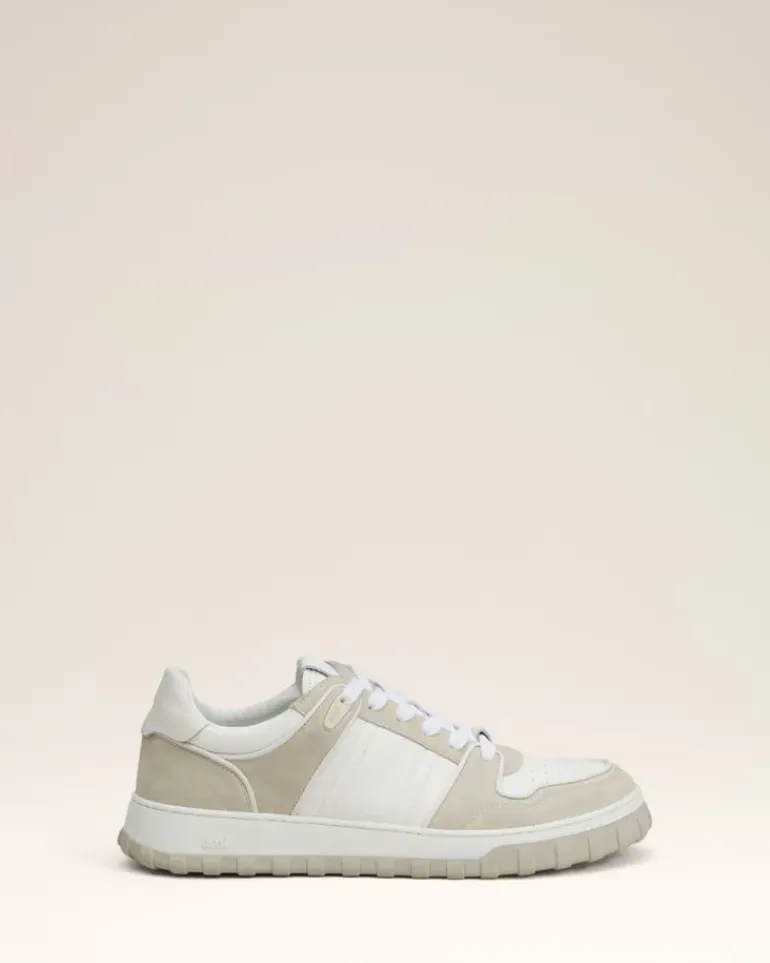 Ami Paris Grey Leather Low Top Walk Sneakers WHITE/MASTIC Fashion