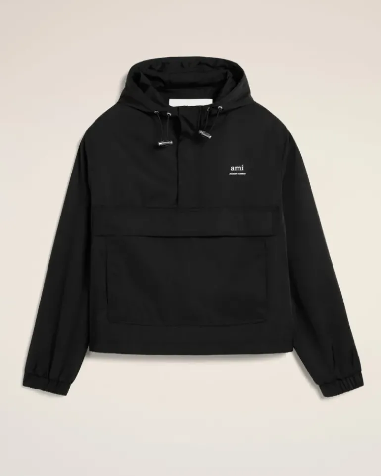Ami Paris Hooded Ami Alexandre Mattiussi Windbreaker BLACK Outlet