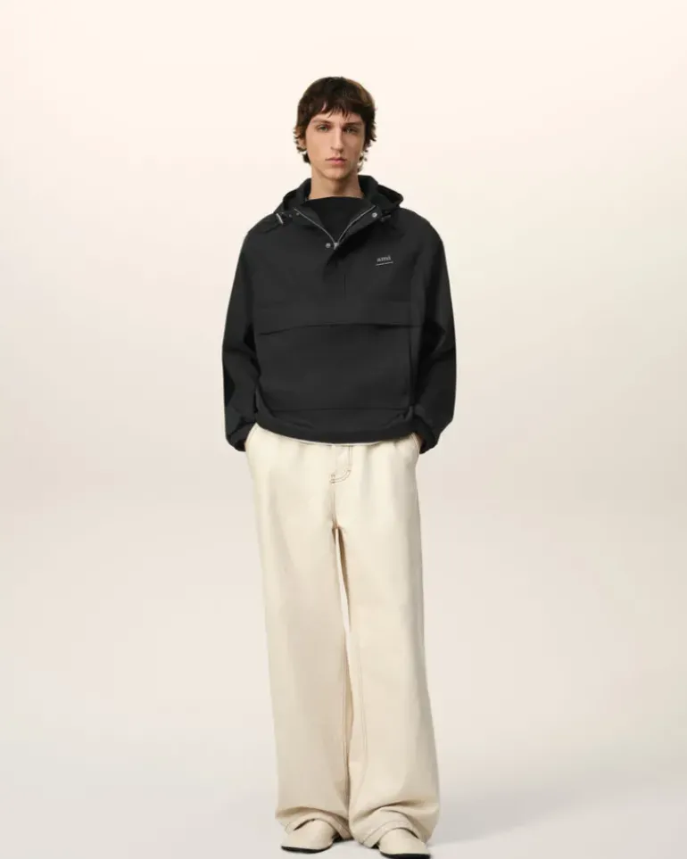 Ami Paris Hooded Ami Alexandre Mattiussi Windbreaker BLACK Outlet
