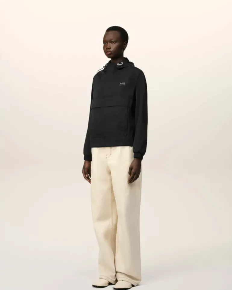 Ami Paris Hooded Ami Alexandre Mattiussi Windbreaker BLACK Outlet