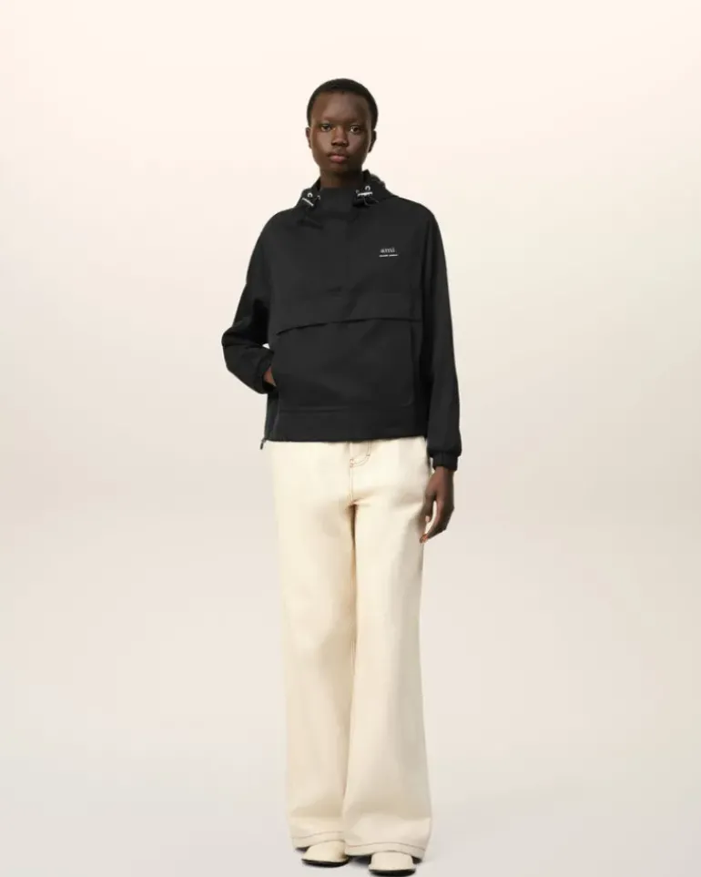 Ami Paris Hooded Ami Alexandre Mattiussi Windbreaker BLACK Outlet