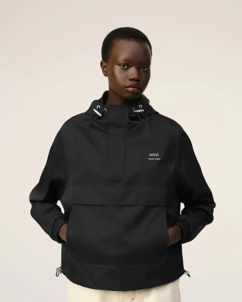 Ami Paris Hooded Ami Alexandre Mattiussi Windbreaker BLACK Outlet