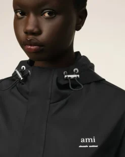 Ami Paris Hooded Ami Alexandre Mattiussi Windbreaker BLACK Outlet