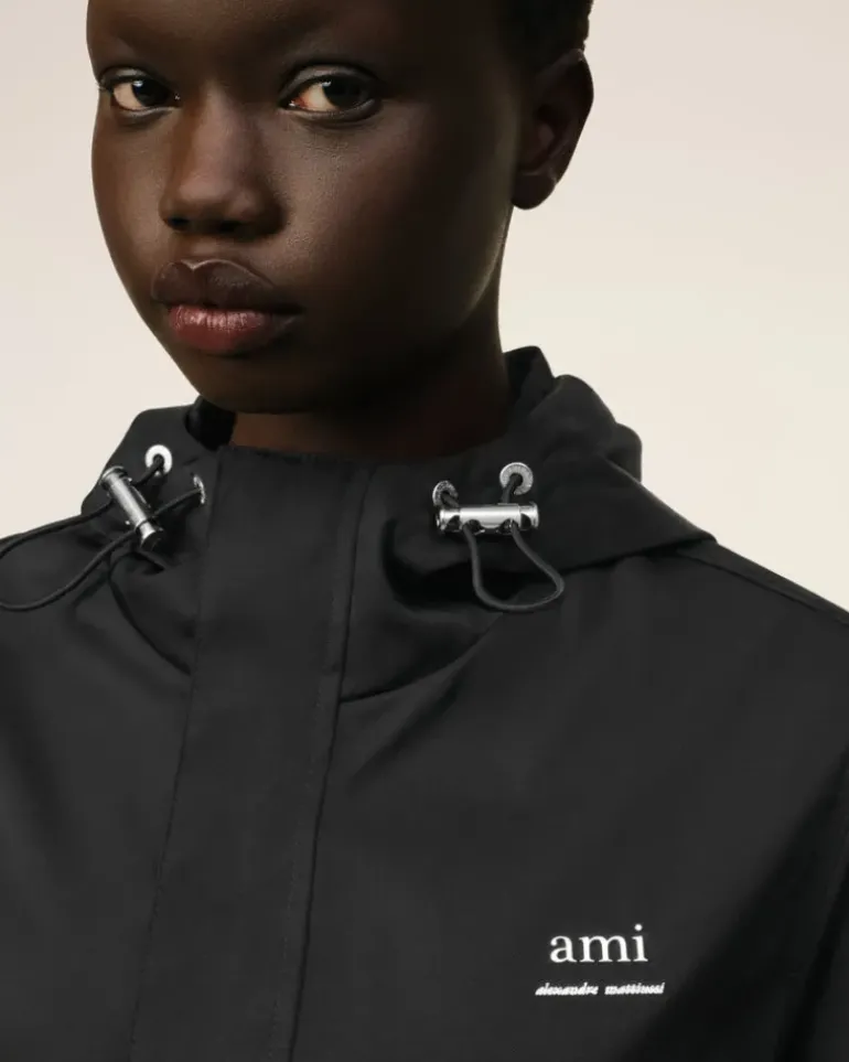 Ami Paris Hooded Ami Alexandre Mattiussi Windbreaker BLACK Outlet