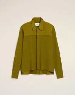 Ami Paris Khaki Contrasted Top Long Sleeve Shirt LICHEN Cheap